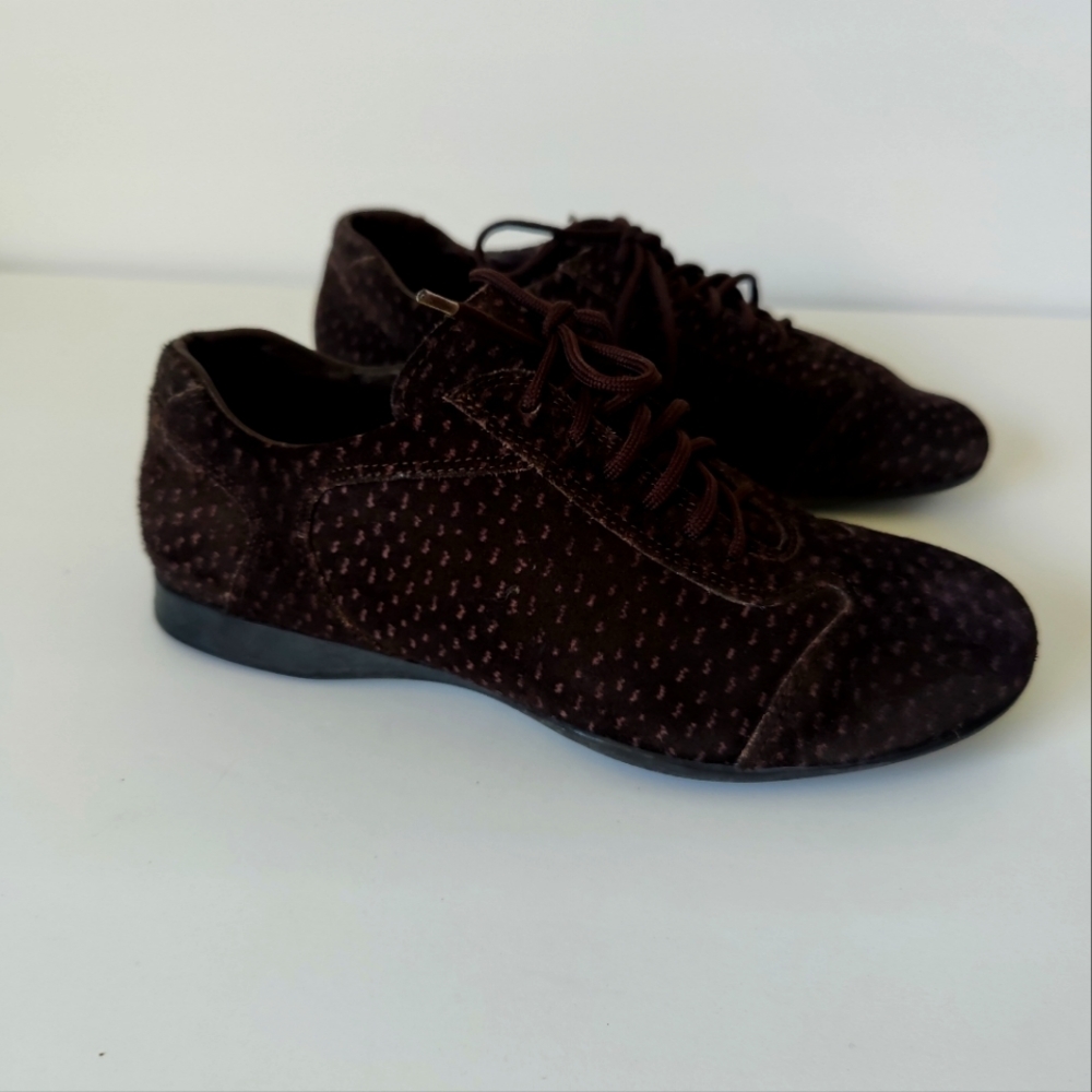 Prada Women's Suede Lace-up Sneaker in Chocolate